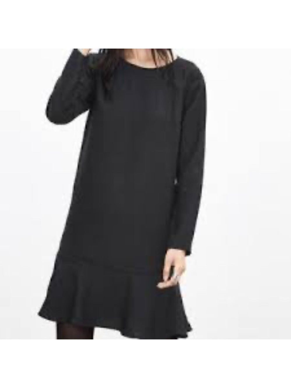 Banana Republic Ruffle Long Sleeve Shift Midi Dress